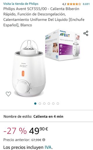 Calienta biberones Avent