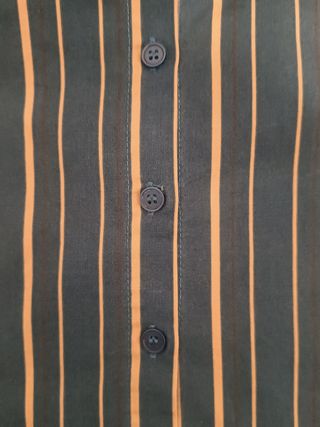 Blusa azul manga larga rayas doradas