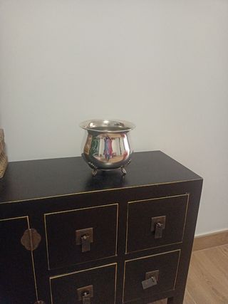 Macetero bañado en plata