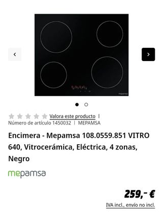 Placa vitrocerámica Mepamsa 640