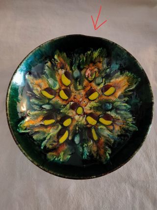 Centro de mesa de cobre esmaltado