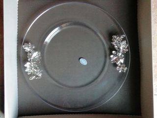 Piatto decorativo in cristallo e argento