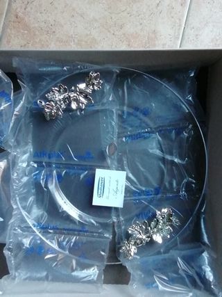 Piatto decorativo in cristallo e argento