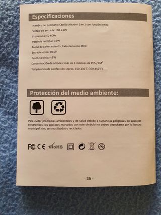 Cepillo Alisador de pelo 2 en 1, función iónica.