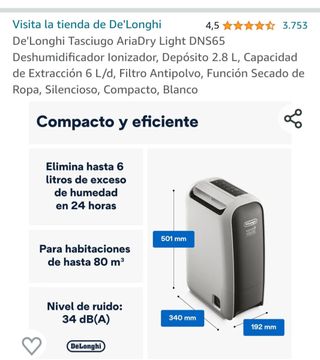 DESHUMIDIFICADOR - IONIZADOR DeLONGHI DN