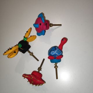 4 pomelli per mobili in stoffa, a forma di animali