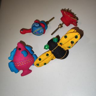 4 pomelli per mobili in stoffa, a forma di animali