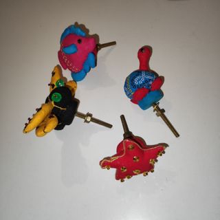 4 pomelli per mobili in stoffa, a forma di animali