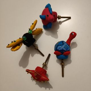 4 pomelli per mobili in stoffa, a forma di animali