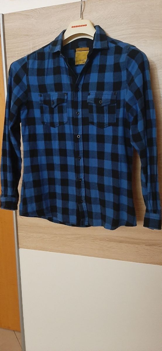 Camicia uomo in flanella azzurra taglia S