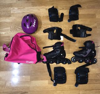 Conjunto patinaje: patines, coderas, rodilleras...