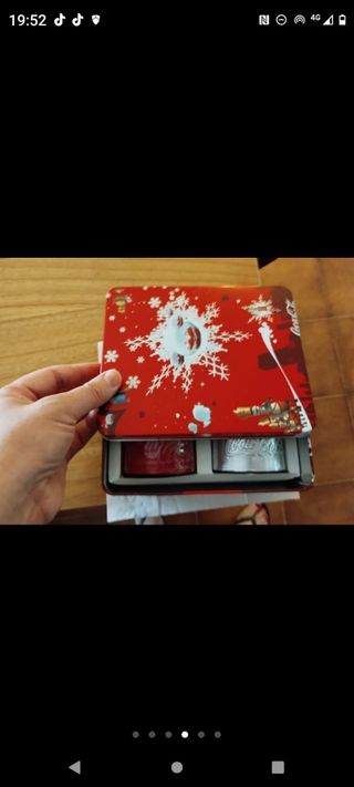CAJA METÁLICA ESTUCHE SET DE COCA-COLA CON 2 VELAS