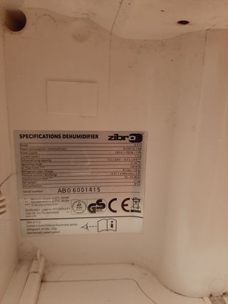 ZIBRO 10L/DIA DESHUMIDIFICADOR