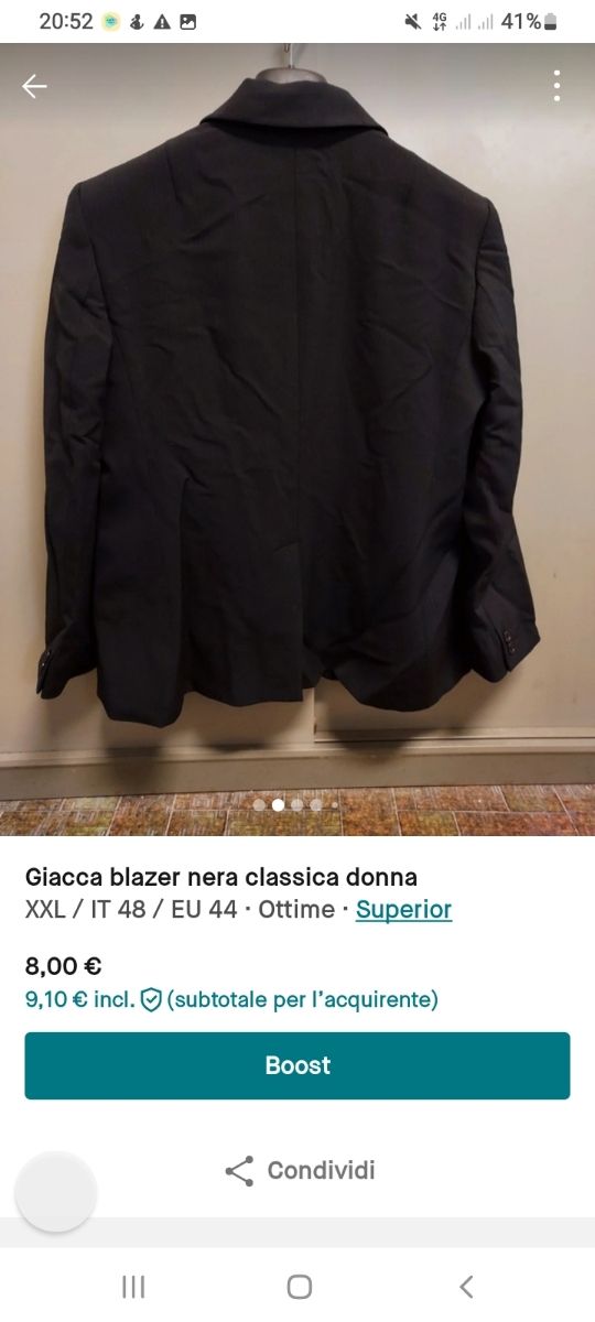 Giacca blazer nera tinta unita