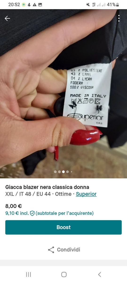 Giacca blazer nera tinta unita