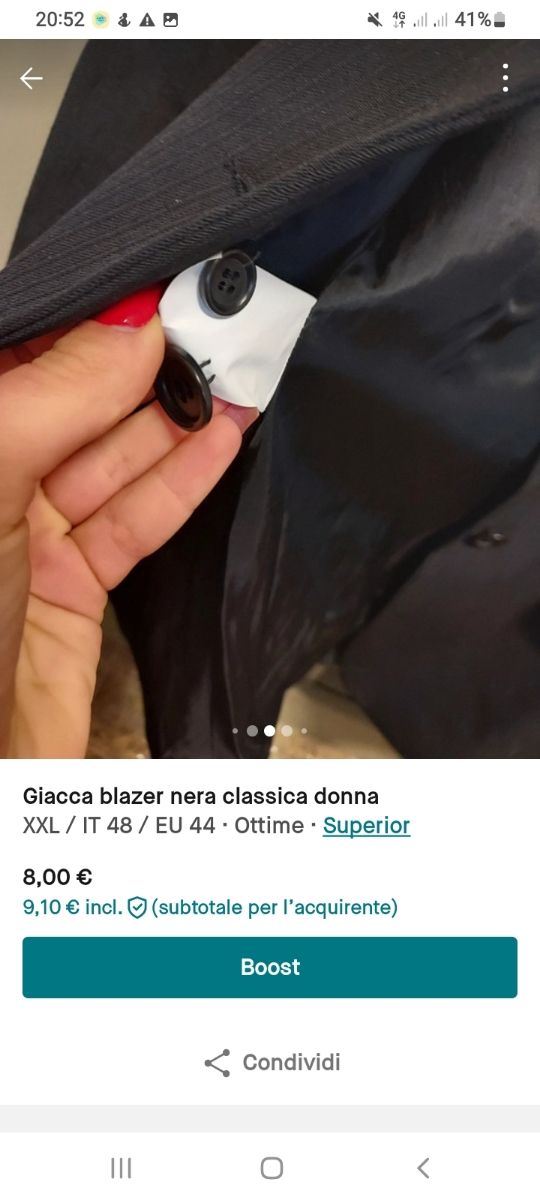 Giacca blazer nera tinta unita