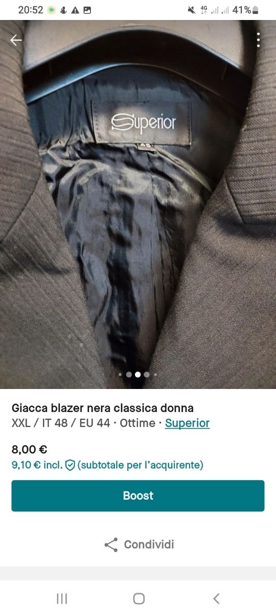 Giacca blazer nera tinta unita
