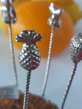 Juego 6 pinchos o tenedores aperitivos plata 925