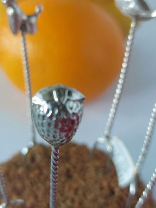 Juego 6 pinchos o tenedores aperitivos plata 925