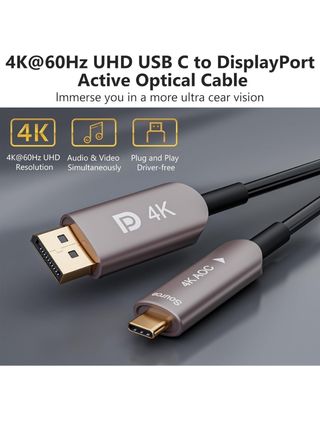Cable USB C a DisplayPort 15 metros Fibra óptica 