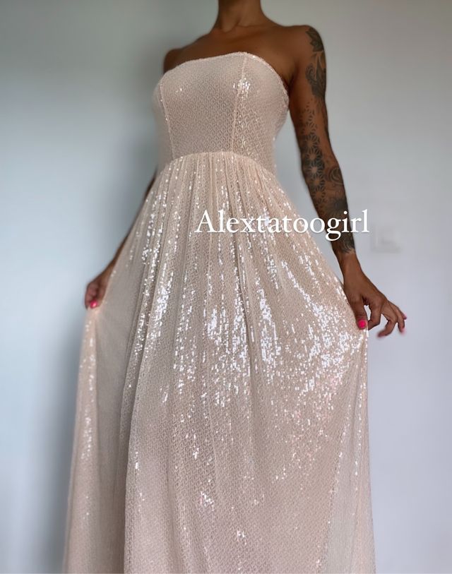 Vestido lentejuelas Zara S