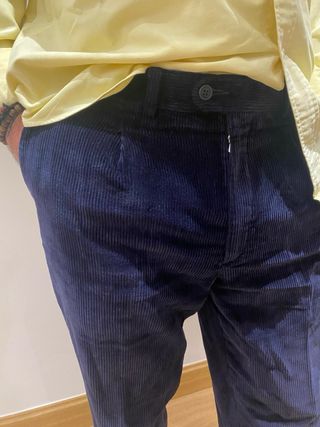 pantalon pana azul ancho