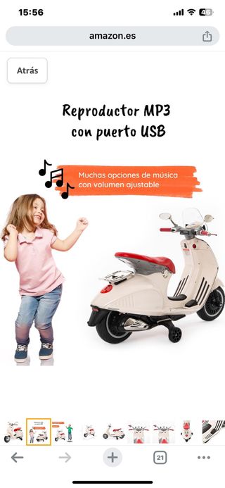 Vespa moto de bateria niños