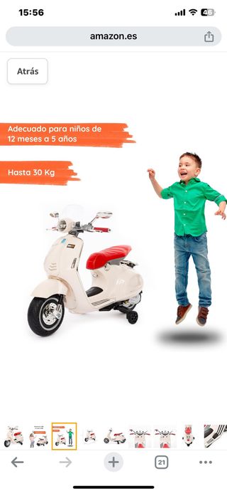 Vespa moto de bateria niños
