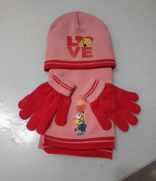 Minions guanti cappello e sciarpa