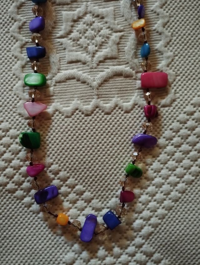 3 collares largos,de piedras y cristal,