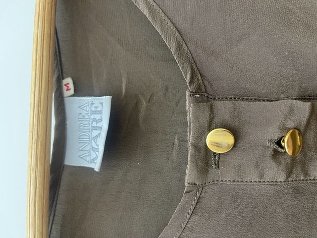 Top smanicato tg M in pura seta marrone