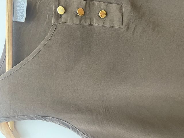Top smanicato tg M in pura seta marrone