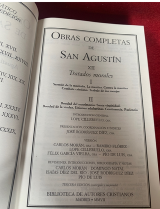 Obras de San Agustín. Tomo XII. Tratados morales
