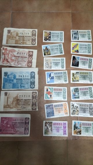 Billetes lotería antiguos vintage