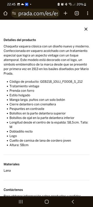 Chaqueta tejana PRADA 2023