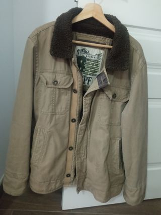 Cazadora marrón tela vaquera