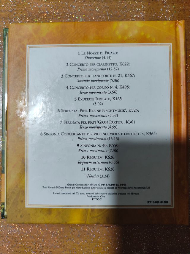 Compact disc Wolfgang Amadeus Mozart con manuale