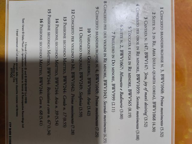 Compact disc Johann Sebastian Bach con manuale