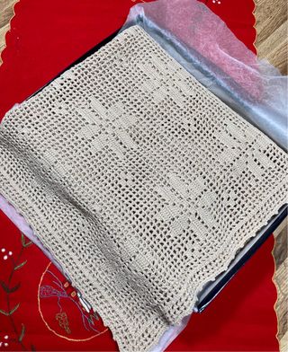 Runner/Bed Runner a Filet fatto a mano ~ Vintage