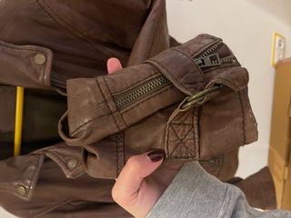 Biker cuero piel marrón talla S
