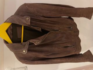 Biker cuero piel marrón talla S