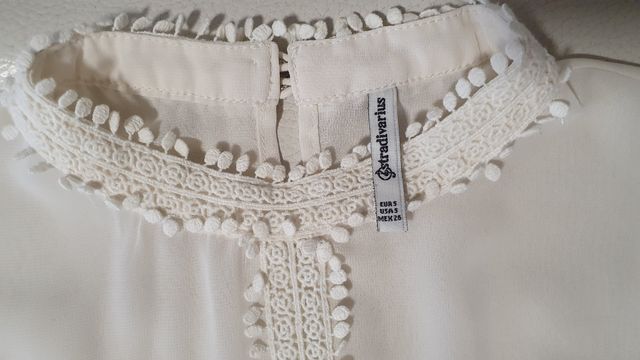 Camisa-blusa manga larga crema Stradivarius S