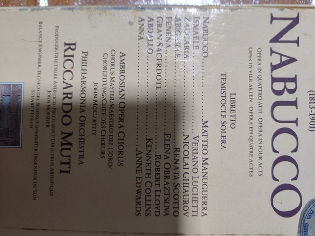 NABUCCO orchestrato RICCARDO MUTI opera in 4 atti