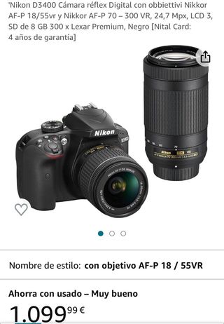 Nikon D3400 con objetivo 18/55+70/300