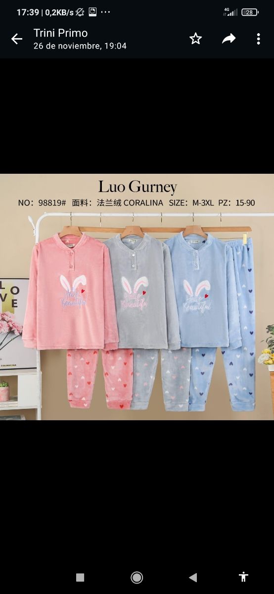 Pijama de coralina de mujer