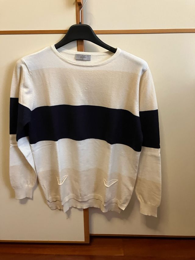 Maglione donna girocollo a righe