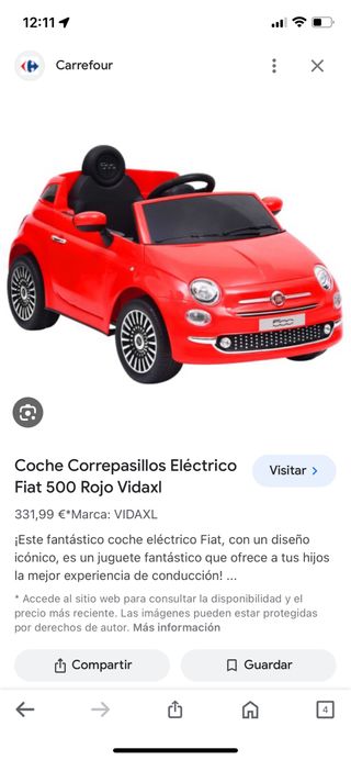 Coche Fiat 500 XL eléctrico rojo NUEVO!!!