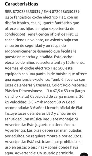 Coche Fiat 500 XL eléctrico rojo NUEVO!!!