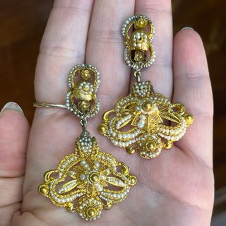 Pendientes antiguos de filigrana de oro 18k