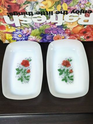 VAJILLA ARCOPAL FLOR ROSAS ROJAS